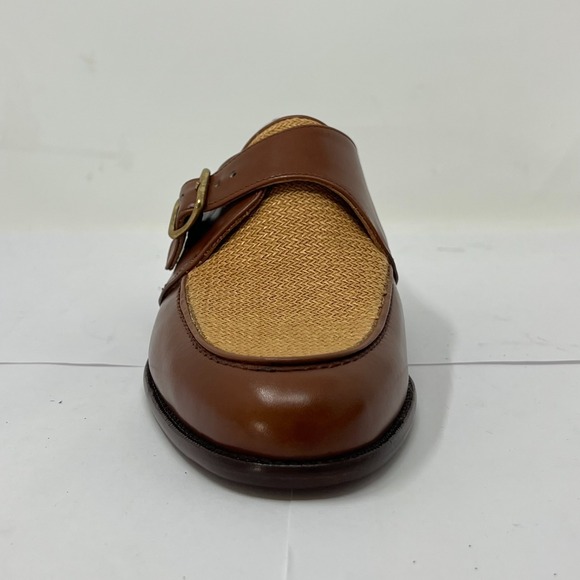 Ralph Lauren Monkstrap Dress Shoes 8.5D – Leather &‎ Woven Straw Detail, VTG New main image 6